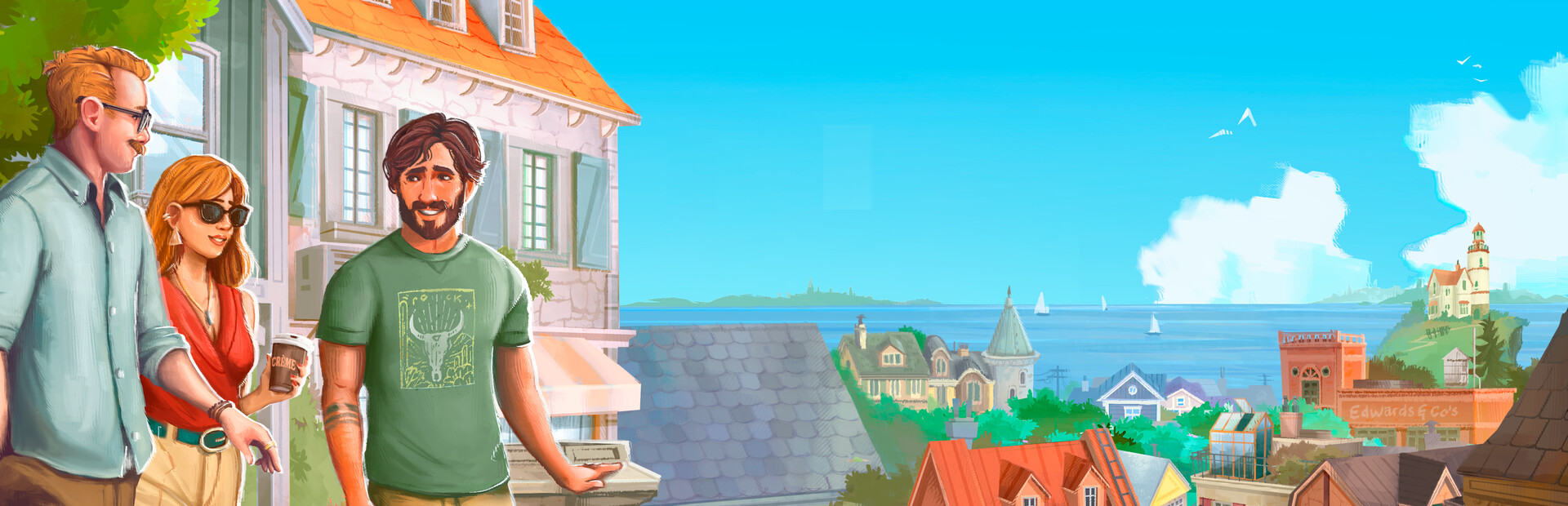 Paralives Steam library hero artwork — Melino town panorama